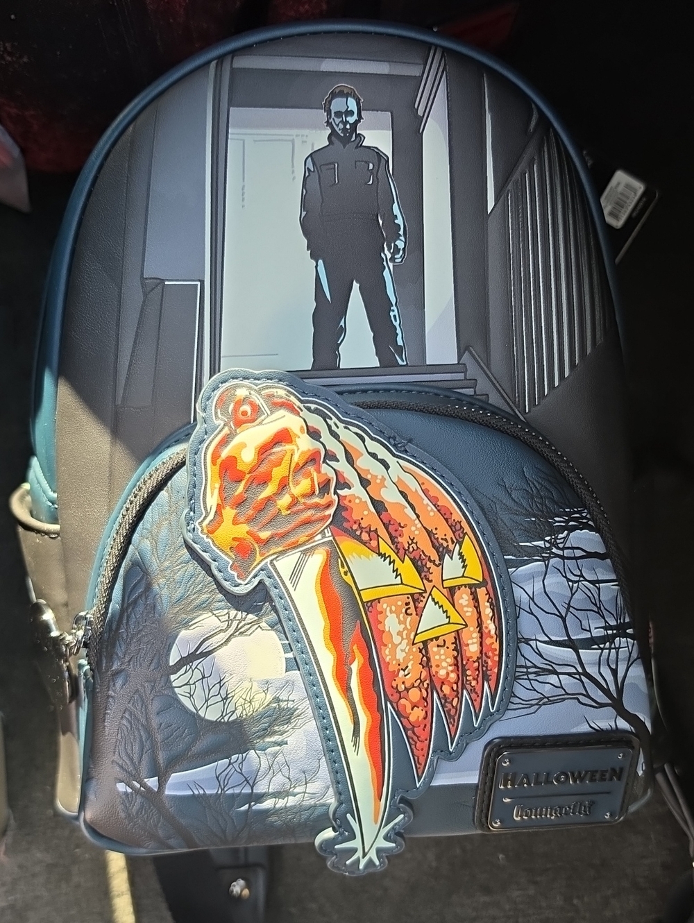 Loungefly Halloween Michael Myers Leatherette Backpack - Blue & Orange